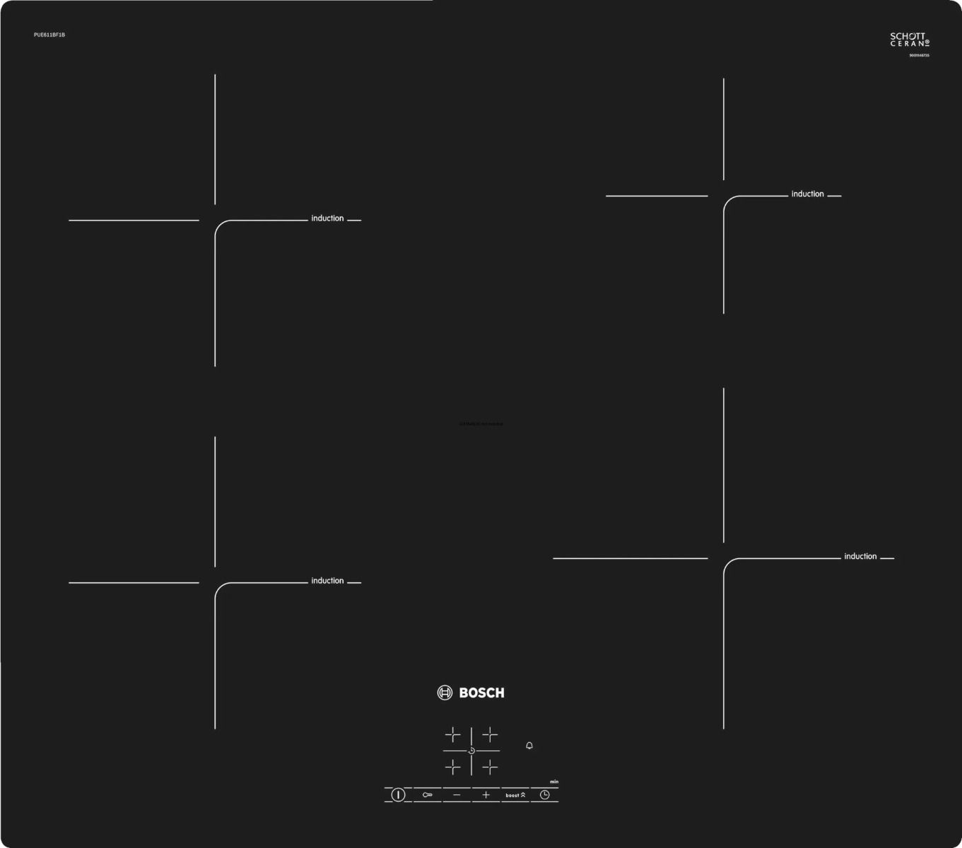 Bosch Serie 4 Induction Hob 60cm Black PUE611BF1B