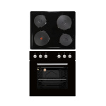 Falco 60cm Combi Oven & Solid Plate Hob Set, - Black